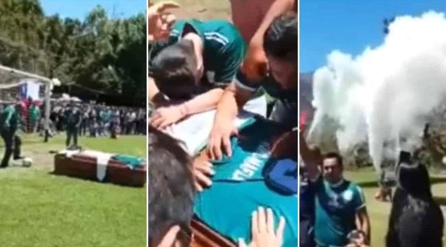 شاهد بالفيديو.. هدف سجله « لاعب متوفي من نعشه » يسعد الجماهير حول العالم