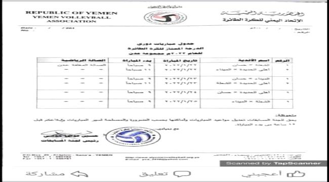 الاتحاد اليمني العام لكرة يكشف موعد مباريات دوري الممتاز