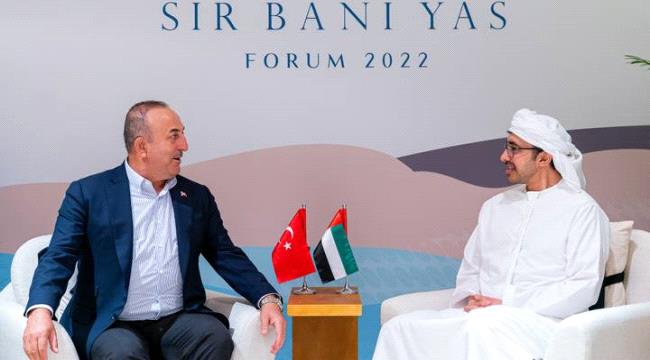 وزير الخارجية الإماراتي يبحث مع نظيره التركي ملفات الطاقة والأمن الغذائي