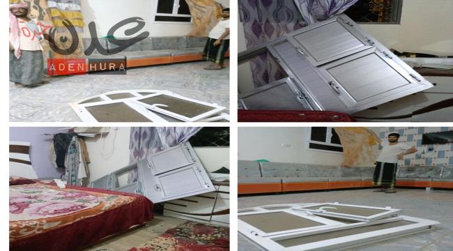 مجهولون يلقون قنبلة على منزلين في حارة "دار عبدالله" بحوطة لحج (صور)